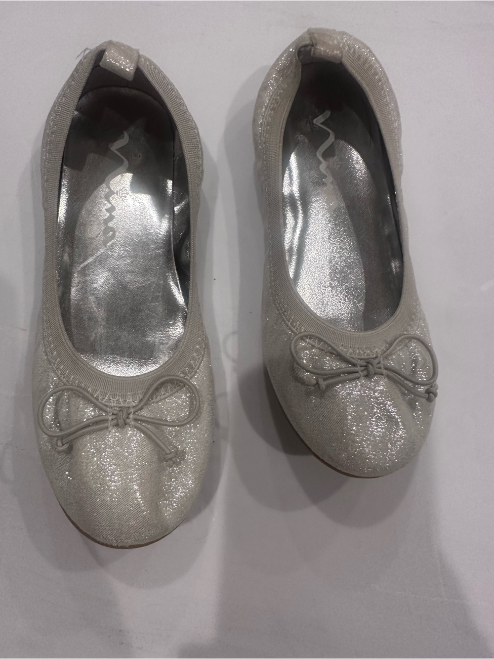 Nina Girls Sparkle Bow Ballet Flats - Silver